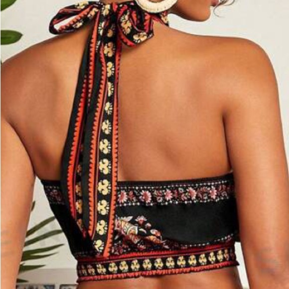 Women's Floral Print Halter Neck Vacation Camisole - Picture 2 of 4